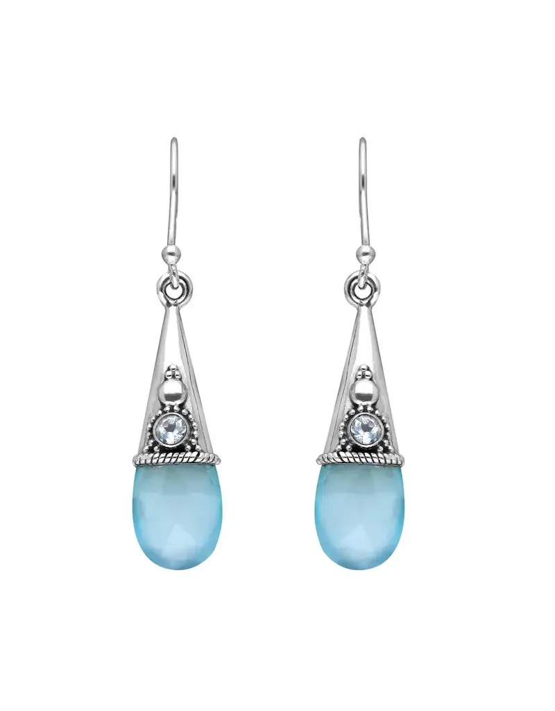 Aqua Chalcedony Gemstone Earrings- IE24261