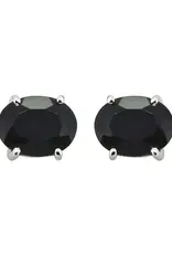 Black Onyx Stud Earrings- Sterling Silver- IE23544