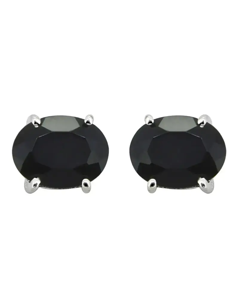 Black Onyx Stud Earrings- Sterling Silver- IE23544