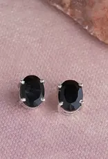 Black Onyx Stud Earrings- Sterling Silver- IE23544