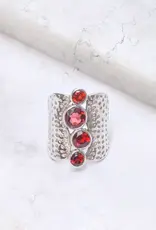 Garnet Bohemian Ring - Sterling Silver - Size 10- IR40915-10