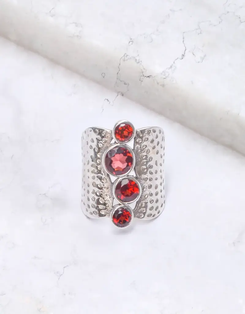 Garnet Bohemian Ring - Sterling Silver - Size 10- IR40915-10