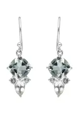 Prasiolite Dangle Earwire Earrings- Sterling Silver- IE24918