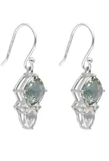 Prasiolite Dangle Earwire Earrings- Sterling Silver- IE24918