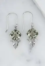 Prasiolite Dangle Earwire Earrings- Sterling Silver- IE24918