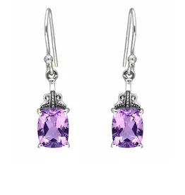Amethyst Dangle Earrings- Sterling Silver- IE25078