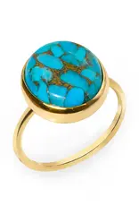 Blue Copper Turquoise- Gold Plated Over Sterling Silver
