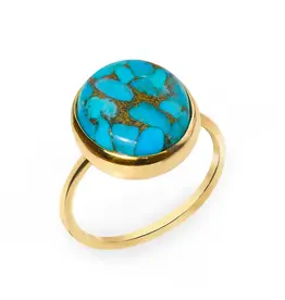 Blue Copper Turquoise- Gold Plated Over Sterling Silver