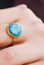 Blue Copper Turquoise- Gold Plated Over Sterling Silver