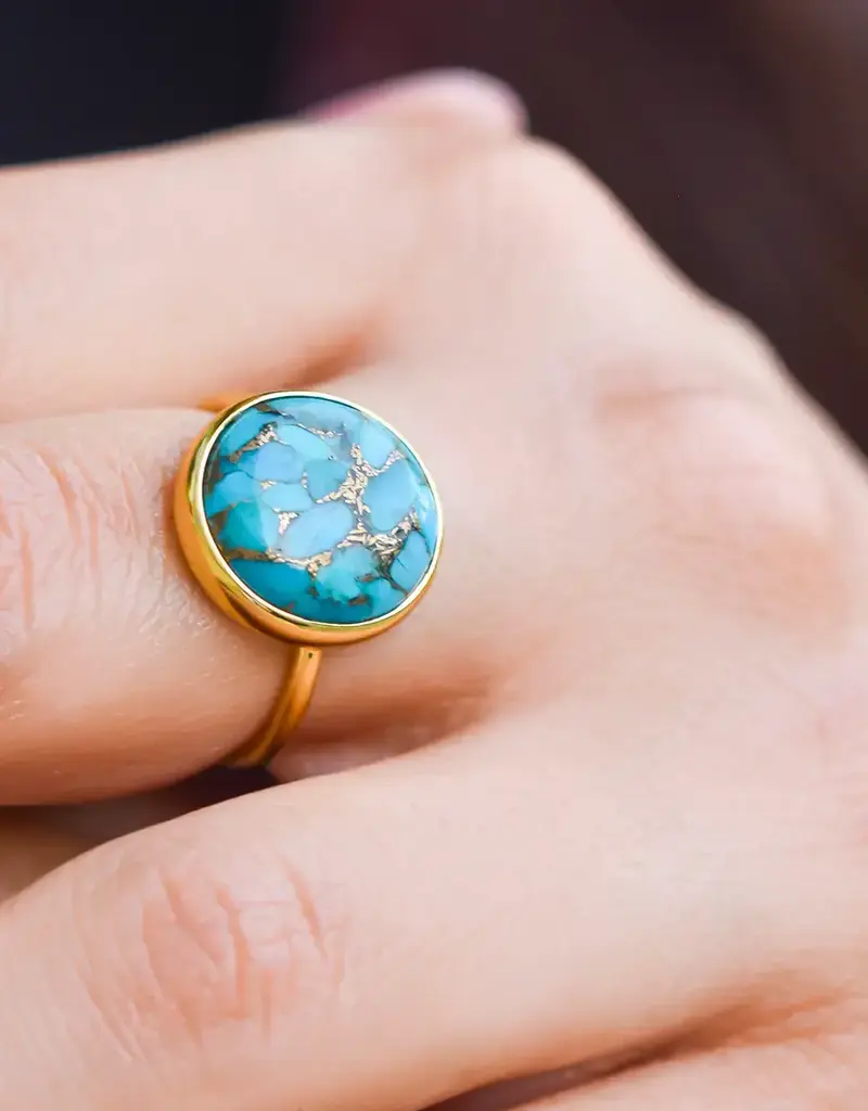 Blue Copper Turquoise- Gold Plated Over Sterling Silver