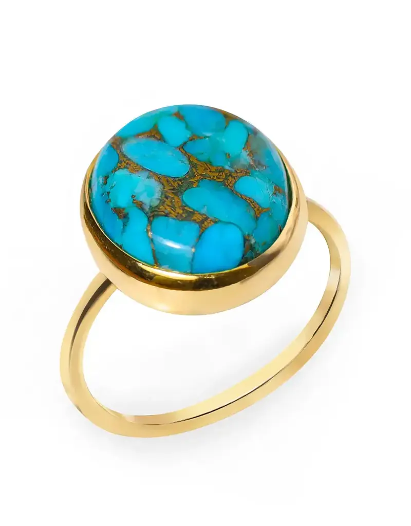 Blue Copper Turquoise- Gold Plated Over Sterling Silver