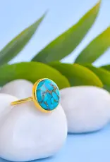 Blue Copper Turquoise- Gold Plated Over Sterling Silver