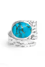 Blue Copper Turquoise Ring- Sterling Silver- Size 7- FR39190-7