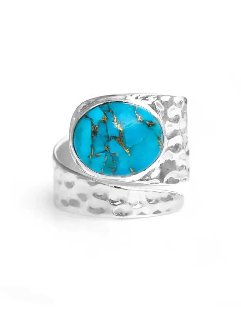 Blue Copper Turquoise Ring- Sterling Silver- Size 7- FR39190-7