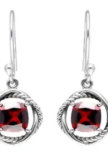 Garnet Dangle Earrings- Sterling Silver- FE24808