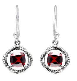 Garnet Dangle Earrings- Sterling Silver- FE24808