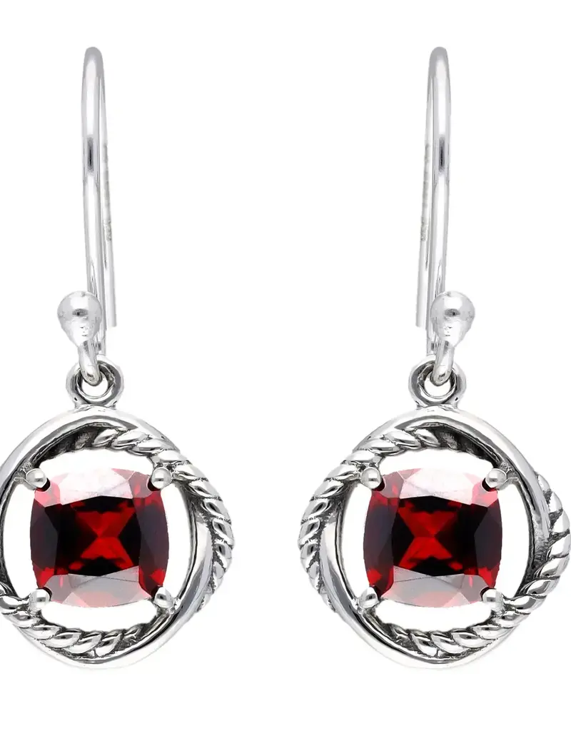 Garnet Dangle Earrings- Sterling Silver- FE24808