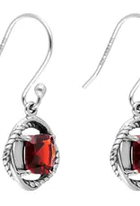 Garnet Dangle Earrings- Sterling Silver- FE24808