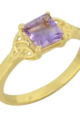 Amethyst Solitaire Ring- Gold Plated over Sterling Silver