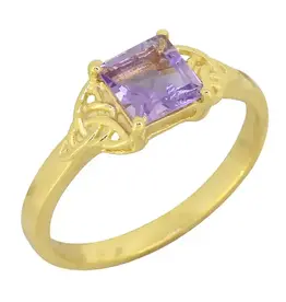 Amethyst Solitaire Ring- Gold Plated over Sterling Silver