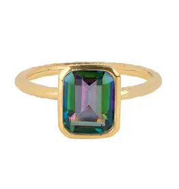 Mystic Quartz Prism Ember Ring- Gold Plated over Sterling Silver