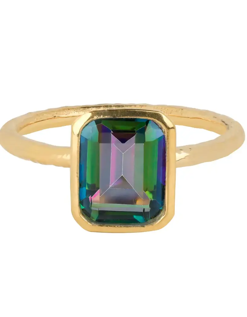 Mystic Quartz Prism Ember Ring- Gold Plated over Sterling Silver