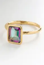 Mystic Quartz Prism Ember Ring- Gold Plated over Sterling Silver