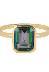 Mystic Quartz Prism Ember Ring- Gold Plated over Sterling Silver