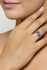 Labradorite & Swiss Blue Topaz Sterling Silver Antique Ring