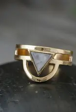 Brass Moonstone Trikona Ring