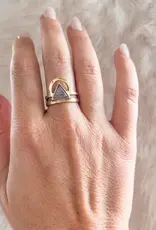 Brass Moonstone Trikona Ring