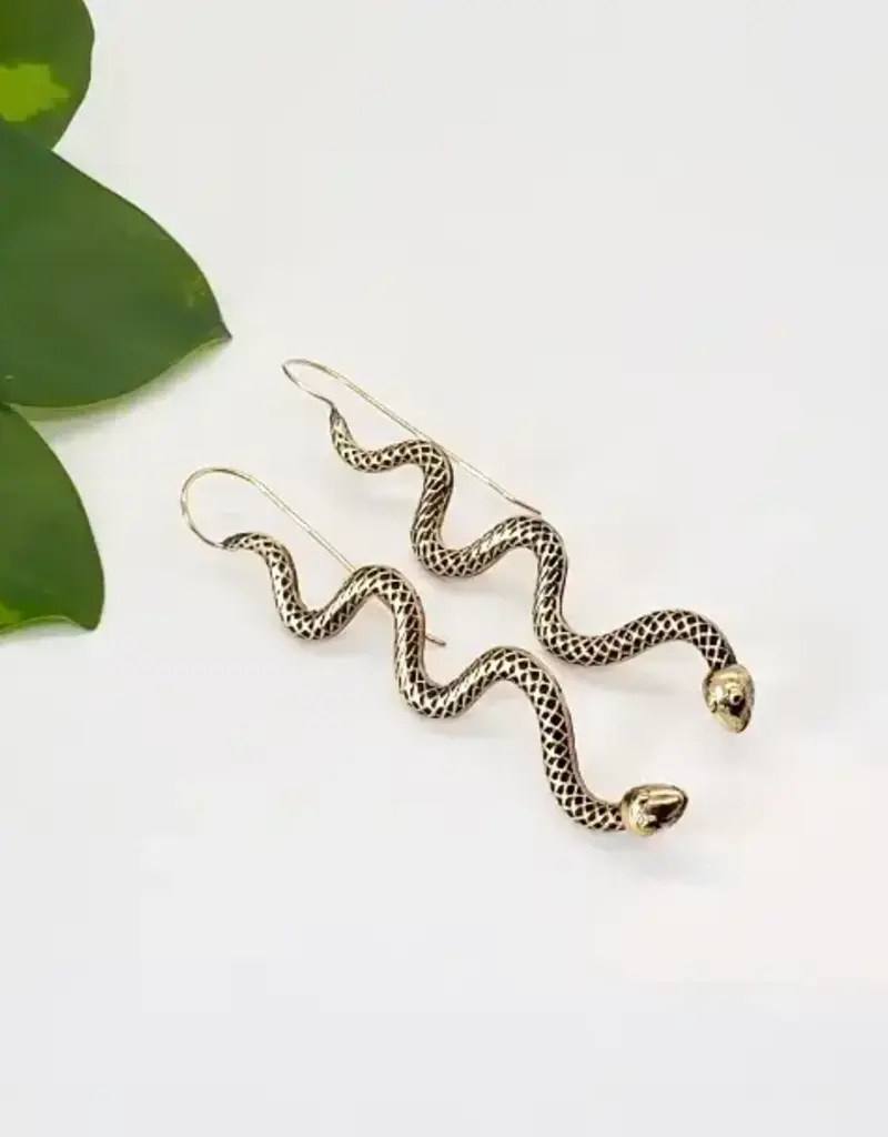 Brass Snake Statement Earring- BE176