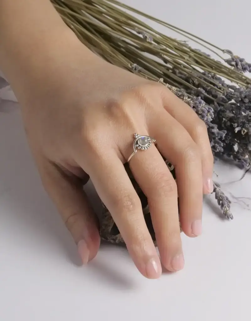 Floating Moonstone Ring- Sterling Silver