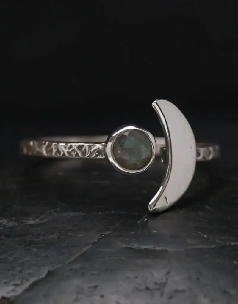 Labradorite Crescent Ring- Sterling Silver