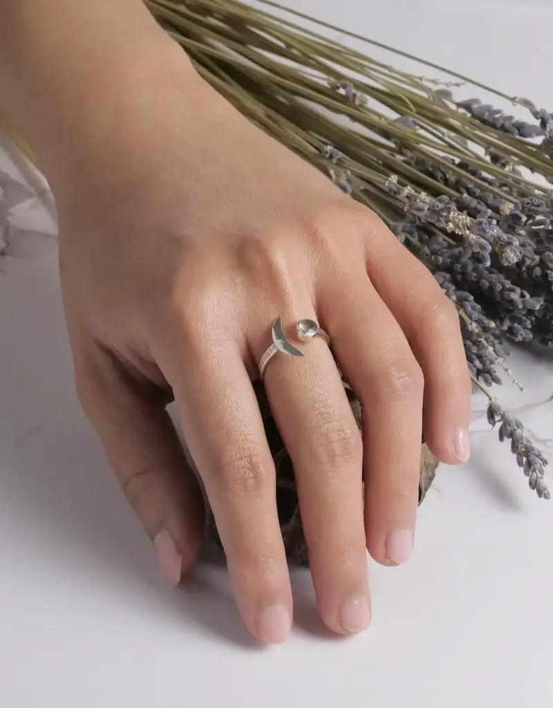Labradorite Crescent Ring- Sterling Silver