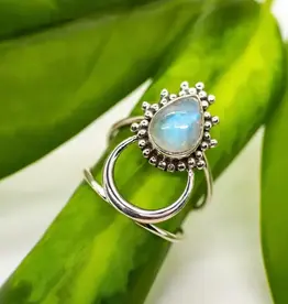 Moonstone Aura Ring- Sterling Silver