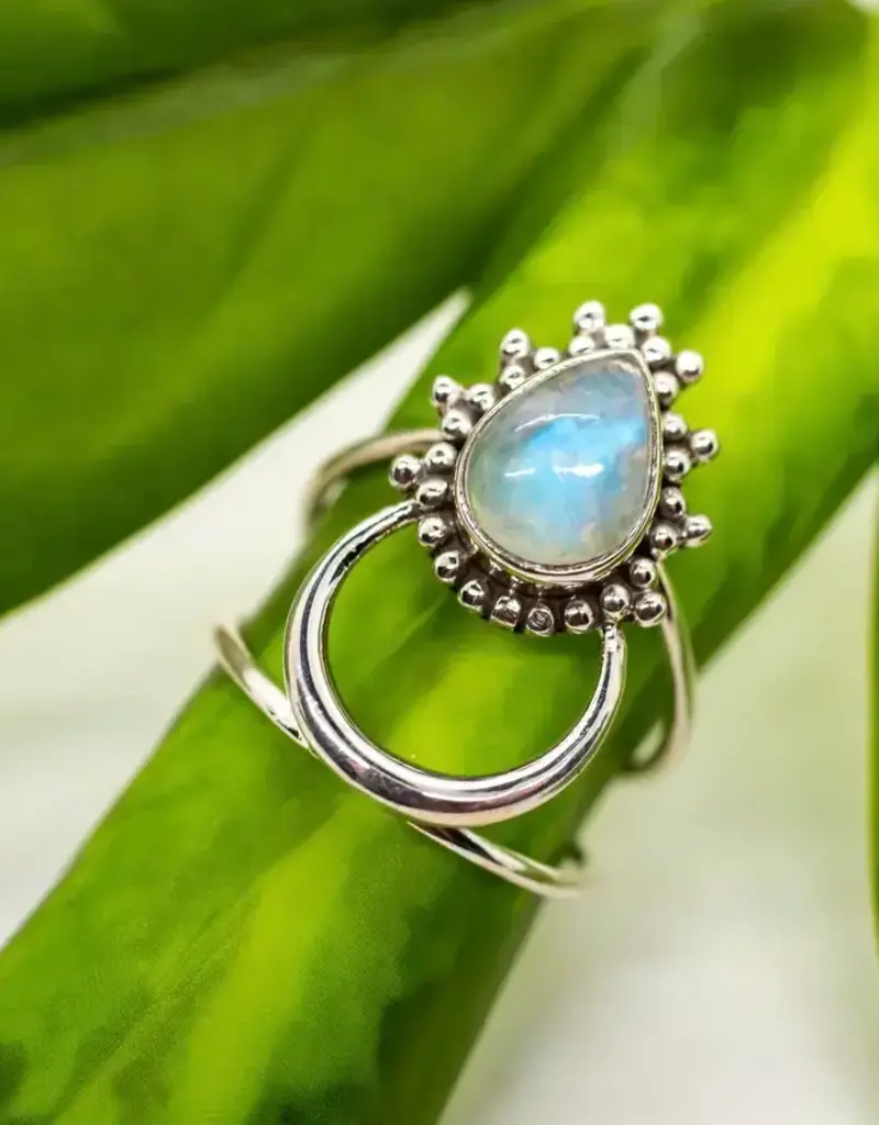 Moonstone Aura Ring- Sterling Silver