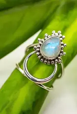 Moonstone Aura Ring- Sterling Silver