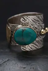 Sterling Silver Ring with Brass Detail