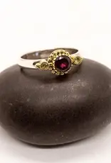 Garnet Ring- Sterling Silver Two Tone