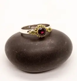 Garnet Ring- Sterling Silver Two Tone