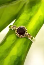 Garnet Ring- Sterling Silver Two Tone