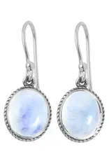 Rainbow Moonstone Dangle Earrings- Sterling Silver- FE24801