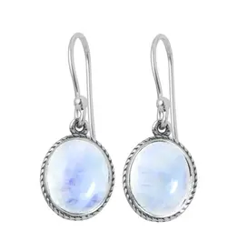 Rainbow Moonstone Dangle Earrings- Sterling Silver- FE24801