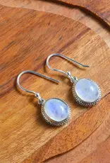 Rainbow Moonstone Dangle Earrings- Sterling Silver- FE24801