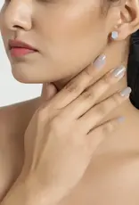 Rainbow Moonstone Stud Earrings- Sterling Silver- FE23542