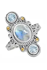 Rainbow Moonstone Sterling Silver Ring