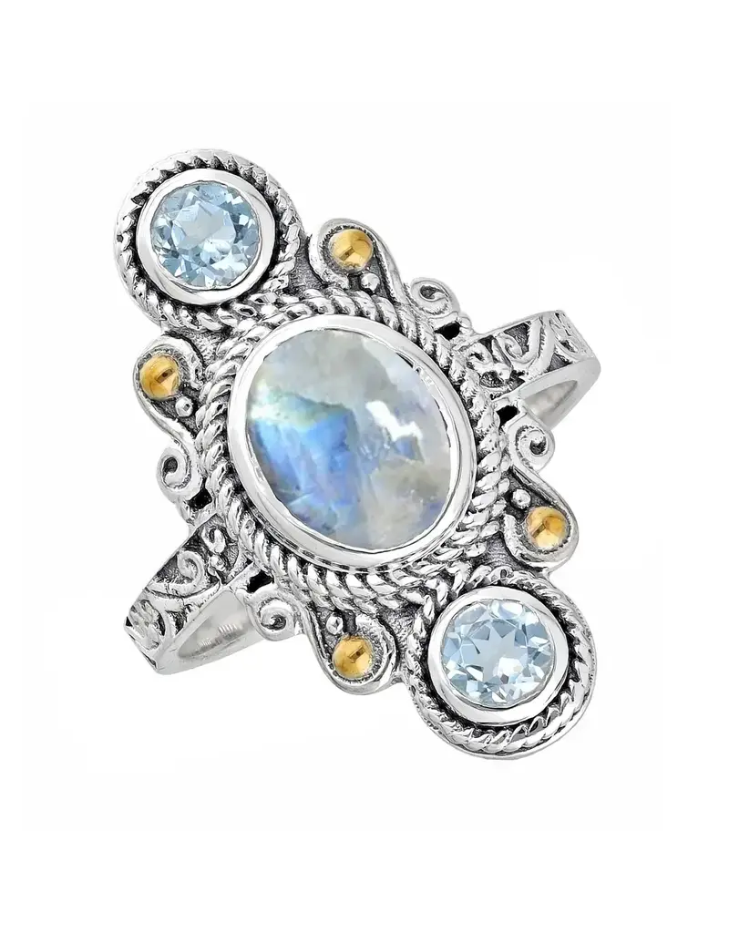 Rainbow Moonstone Sterling Silver Ring