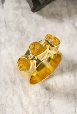 Raw Citrine Wide Band Three Stone Ring- Sterling Silver- Size 9- SR40533-9