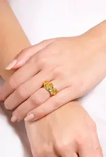 Raw Citrine Wide Band Three Stone Ring- Sterling Silver- Size 9- SR40533-9